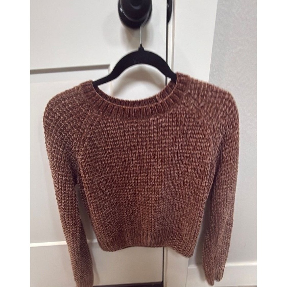 Altar'd State Brown Cropped Chunky Knit Sweater Size Small
